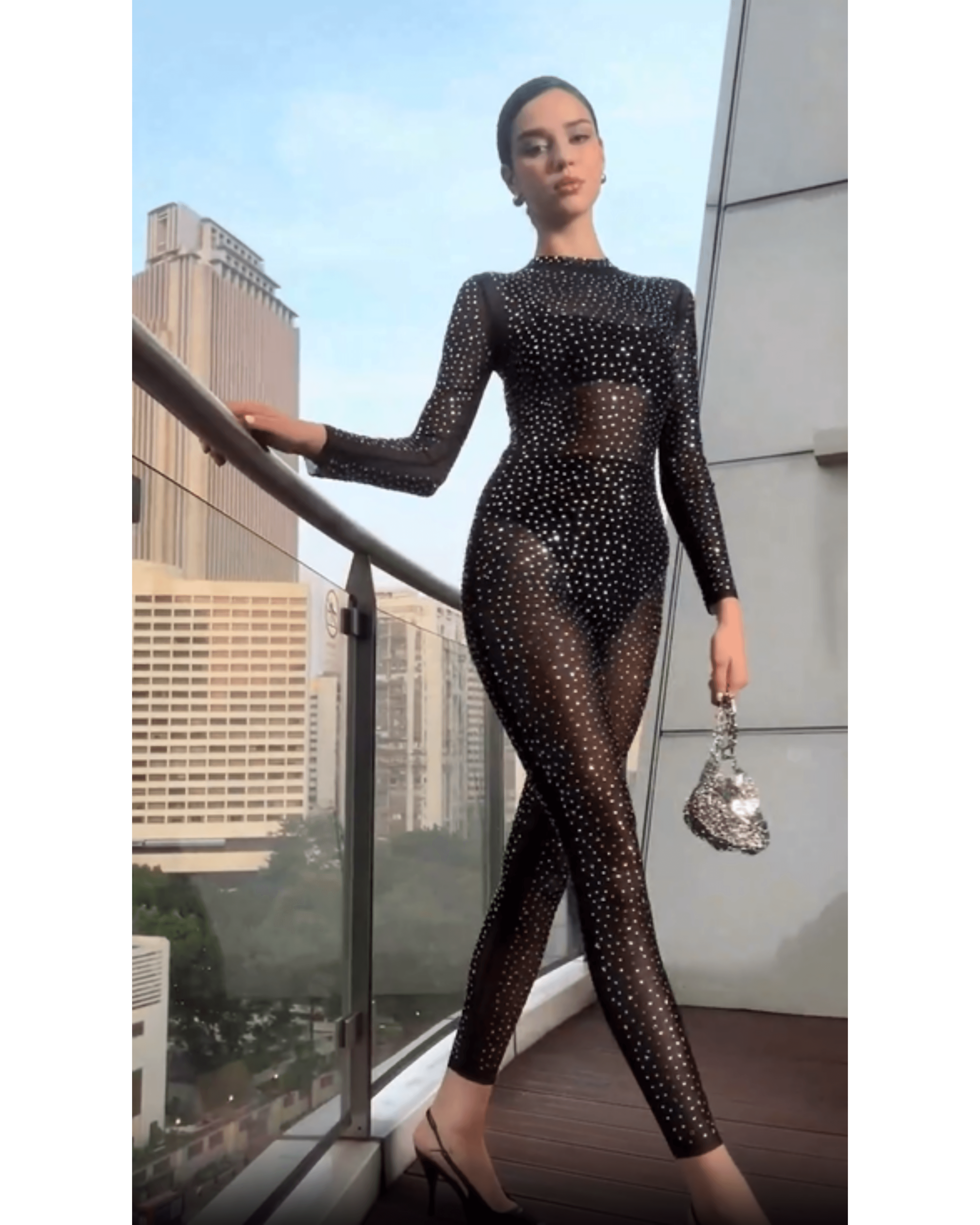 See Trough Rhinestone Jumpsuit - Endless - UAE Rental and Resale for Women's Fashion