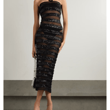 Sequin Embellished Striped Stretch Tulle Dress - Endless - UAE Rental and Resale for Women's Fashion