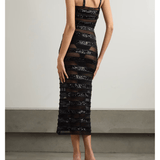 Sequin Embellished Striped Stretch Tulle Dress - Endless - UAE Rental and Resale for Women's Fashion