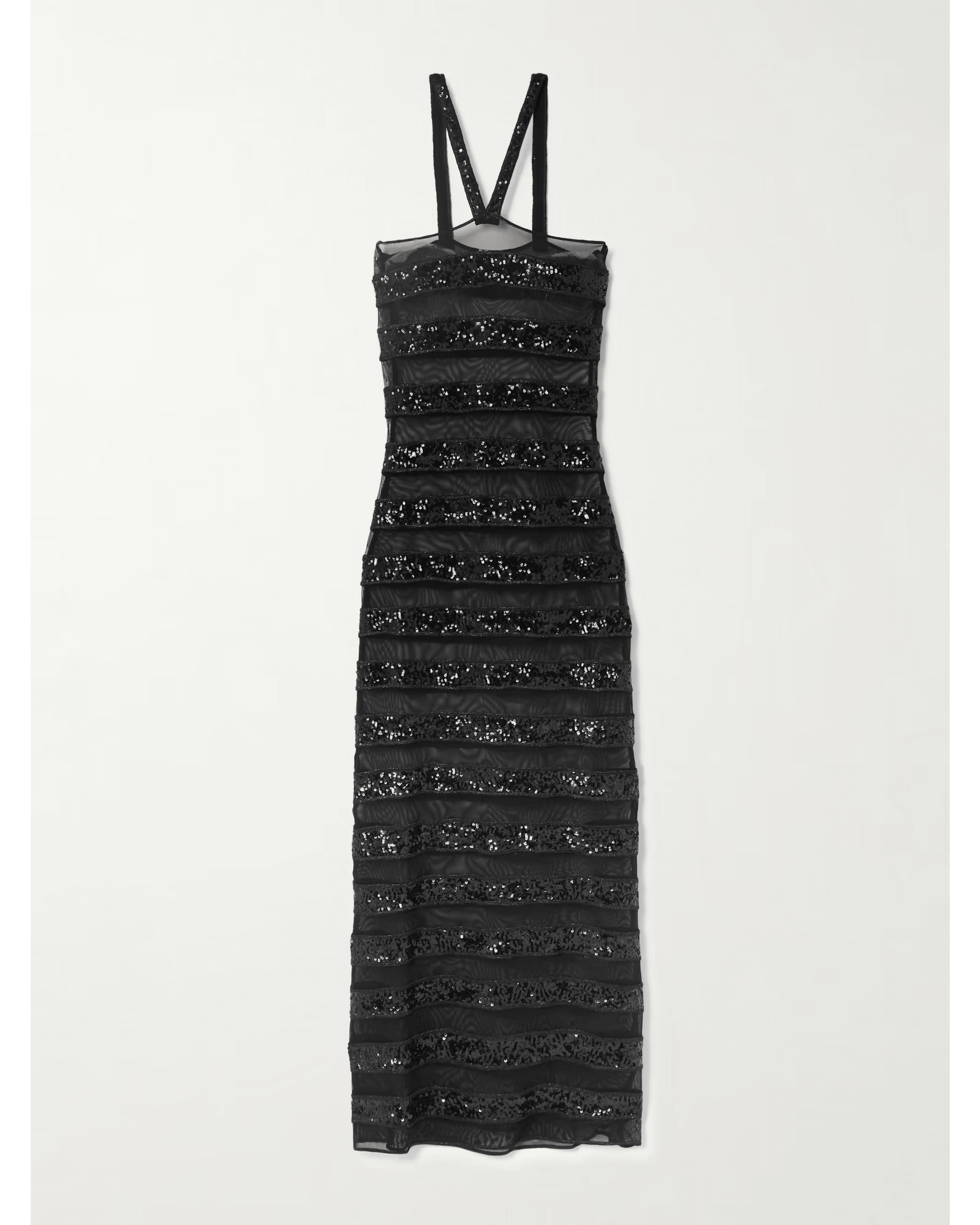 Sequin Embellished Striped Stretch Tulle Dress - Endless - UAE Rental and Resale for Women's Fashion