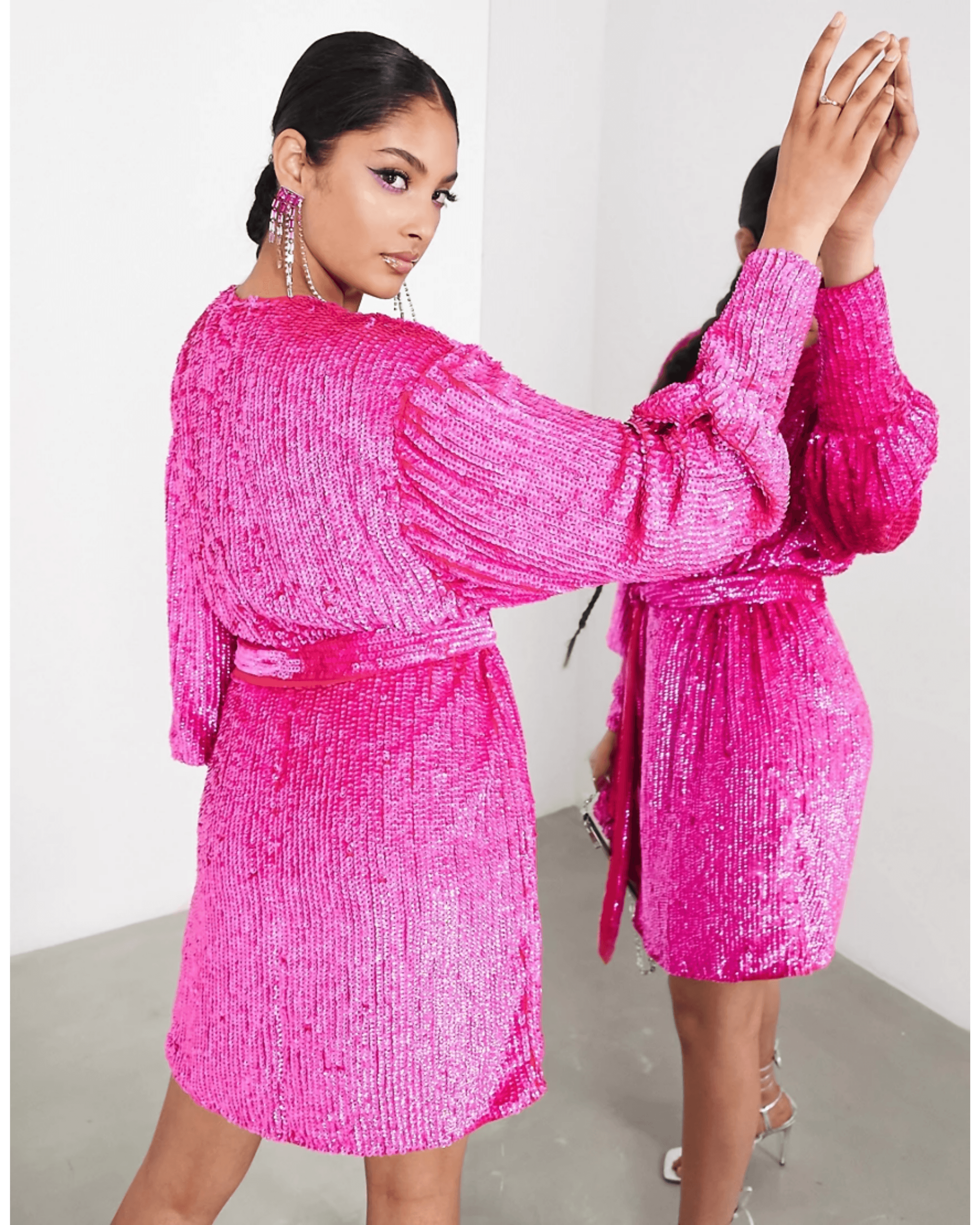 Sequin Wrap Mini Dress - Endless - UAE Rental and Resale for Women's Fashion