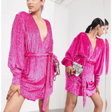 Sequin Wrap Mini Dress - Endless - UAE Rental and Resale for Women's Fashion