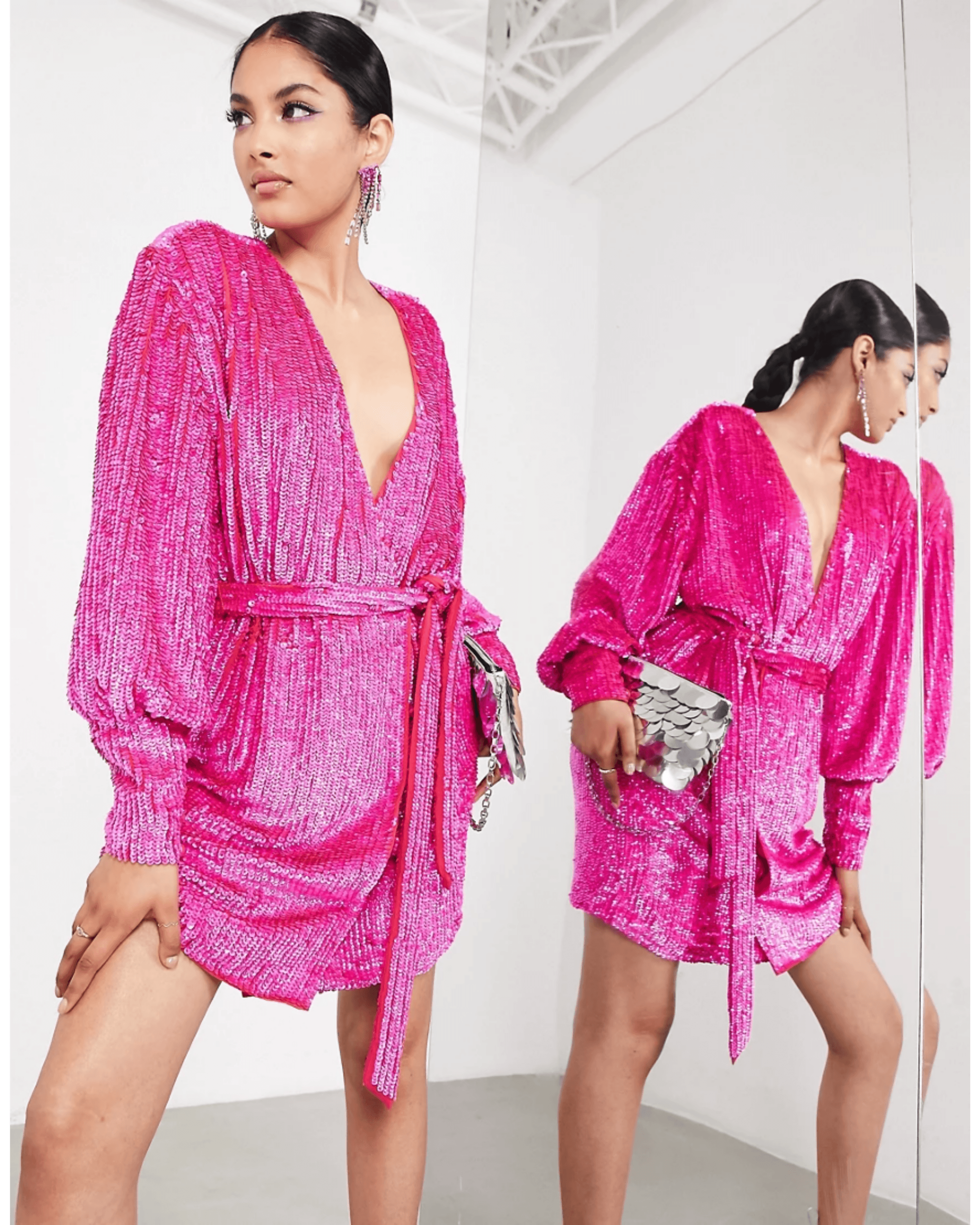 Sequin Wrap Mini Dress - Endless - UAE Rental and Resale for Women's Fashion