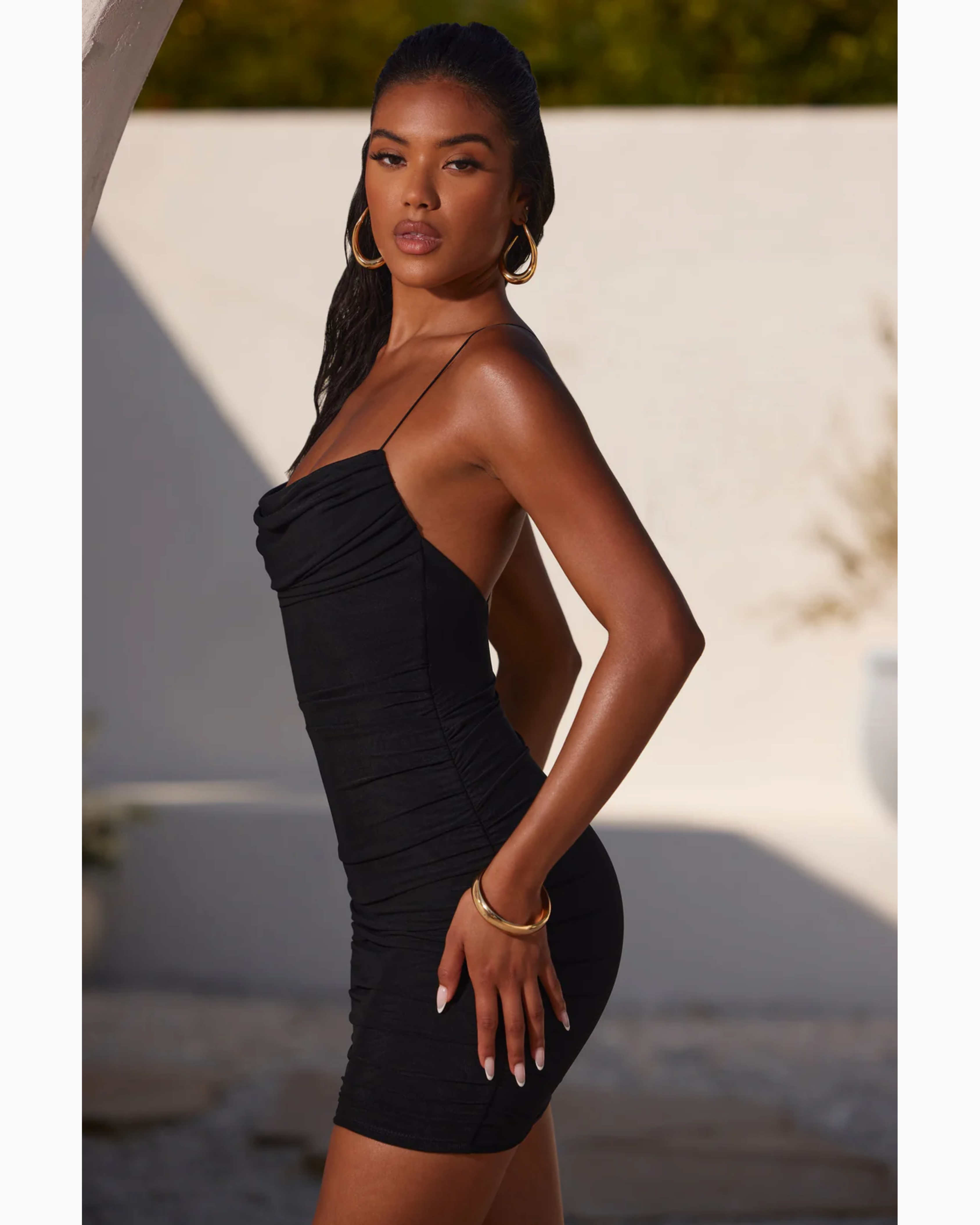 Sereia Ruched Cowl Neck Bodycon Mini Dress - Endless - UAE Rental and Resale for Women's Fashion
