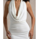 Serenella Plunge-Neck Draped Mini Dress - Endless - UAE Rental and Resale for Women's Fashion