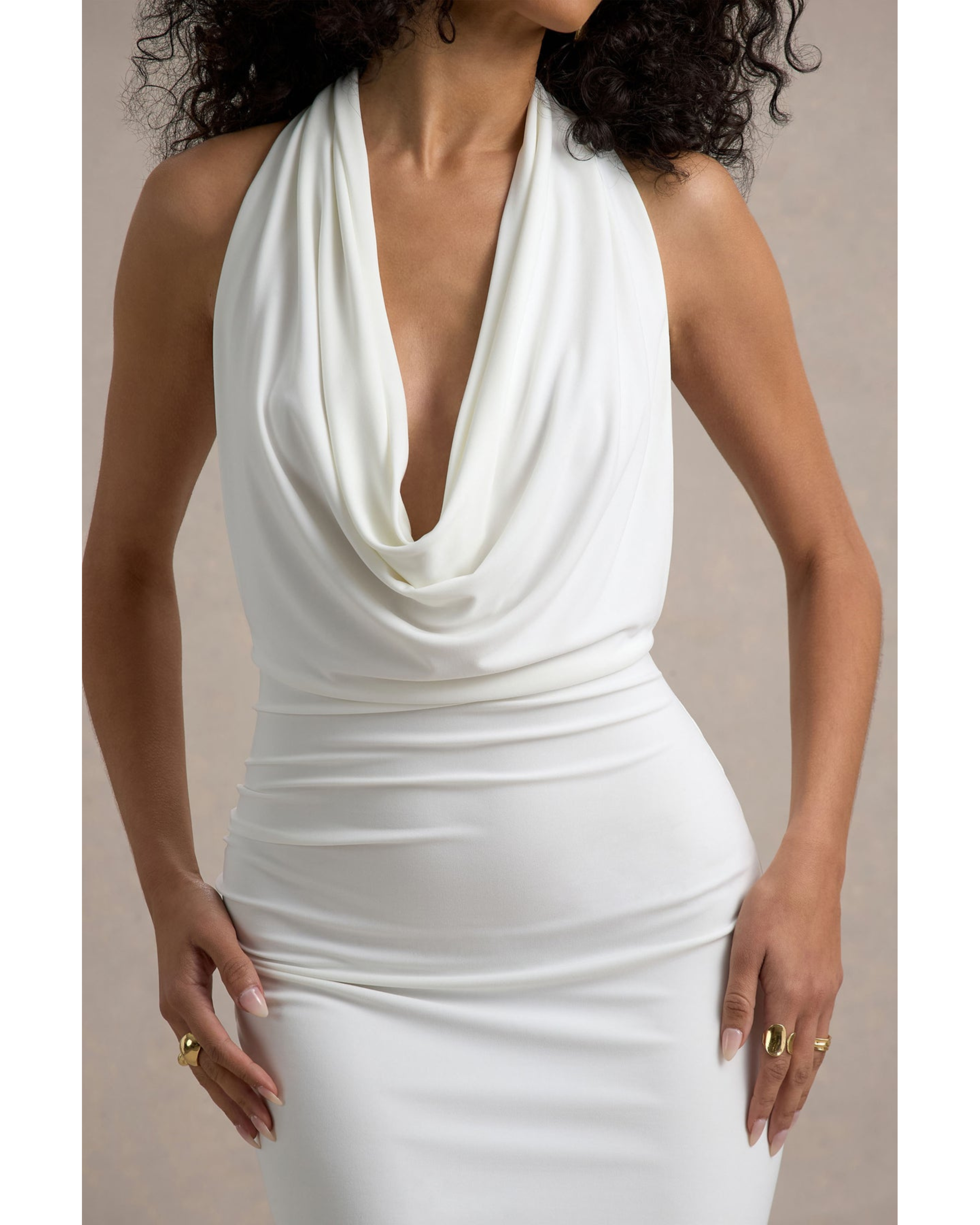 Serenella Plunge-Neck Draped Mini Dress - Endless - UAE Rental and Resale for Women's Fashion