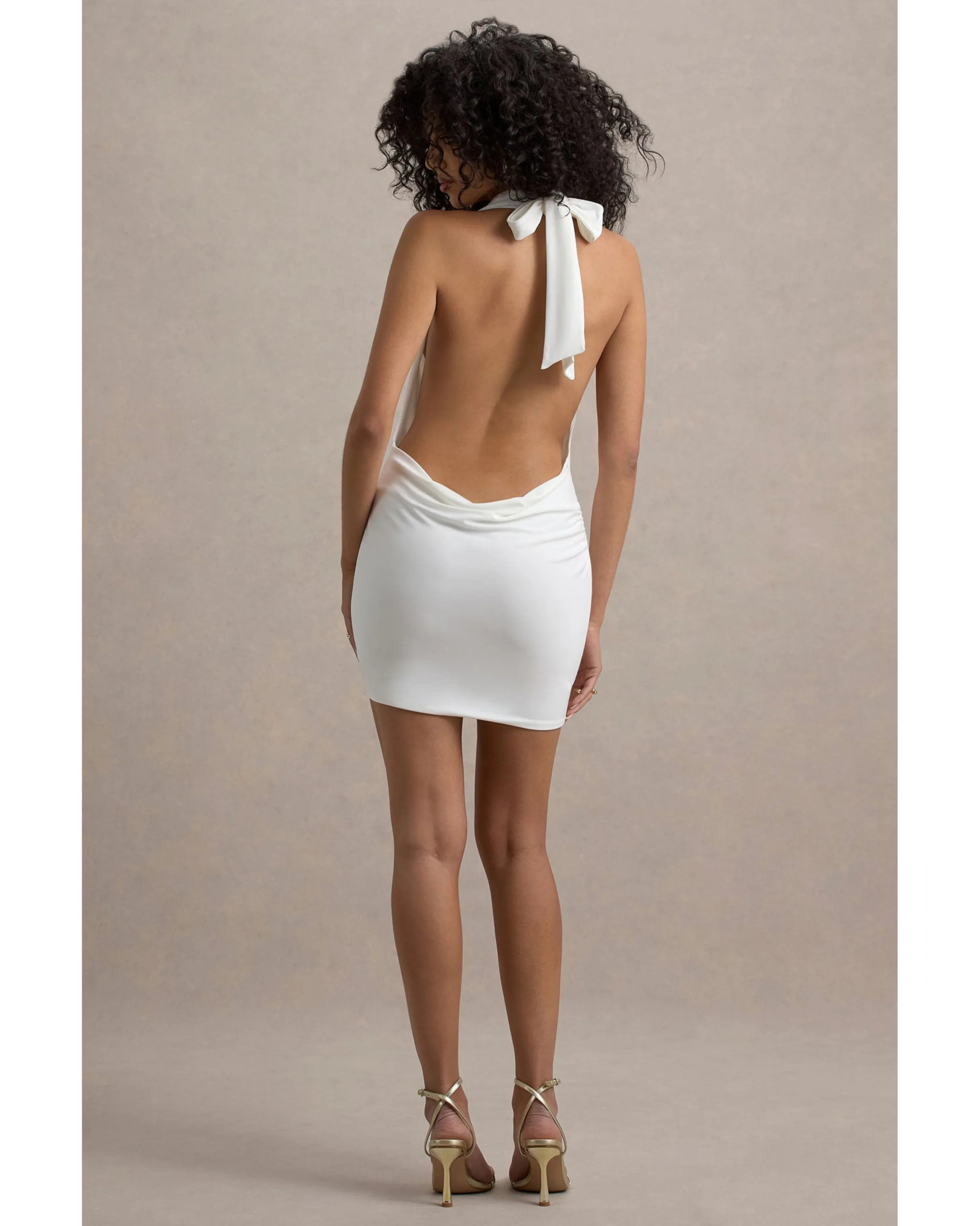 Serenella Plunge-Neck Draped Mini Dress - Endless - UAE Rental and Resale for Women's Fashion