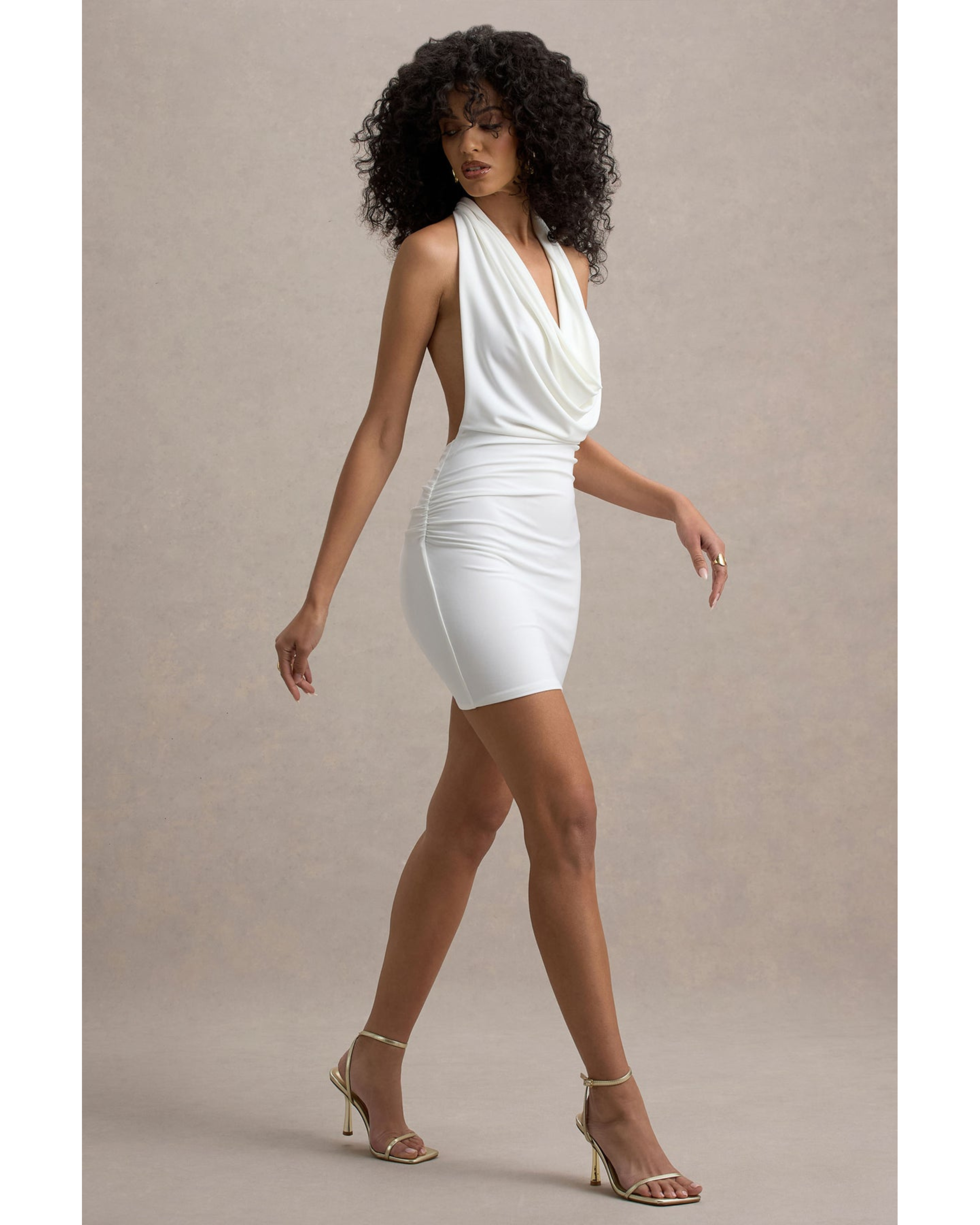 Serenella Plunge-Neck Draped Mini Dress - Endless - UAE Rental and Resale for Women's Fashion