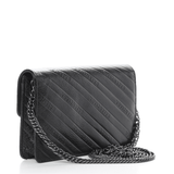 Shiny Goatskin Logo Embossed Monochrome BB Chain Wallet Black - Endless - UAE Rental and Resale for Women's Fashion