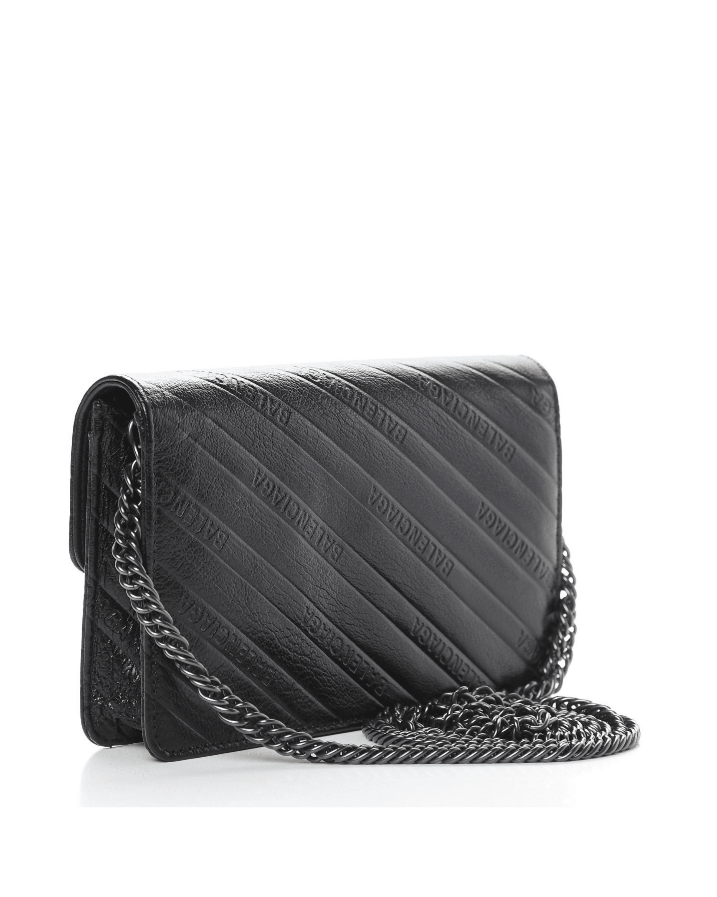 Shiny Goatskin Logo Embossed Monochrome BB Chain Wallet Black - Endless - UAE Rental and Resale for Women's Fashion
