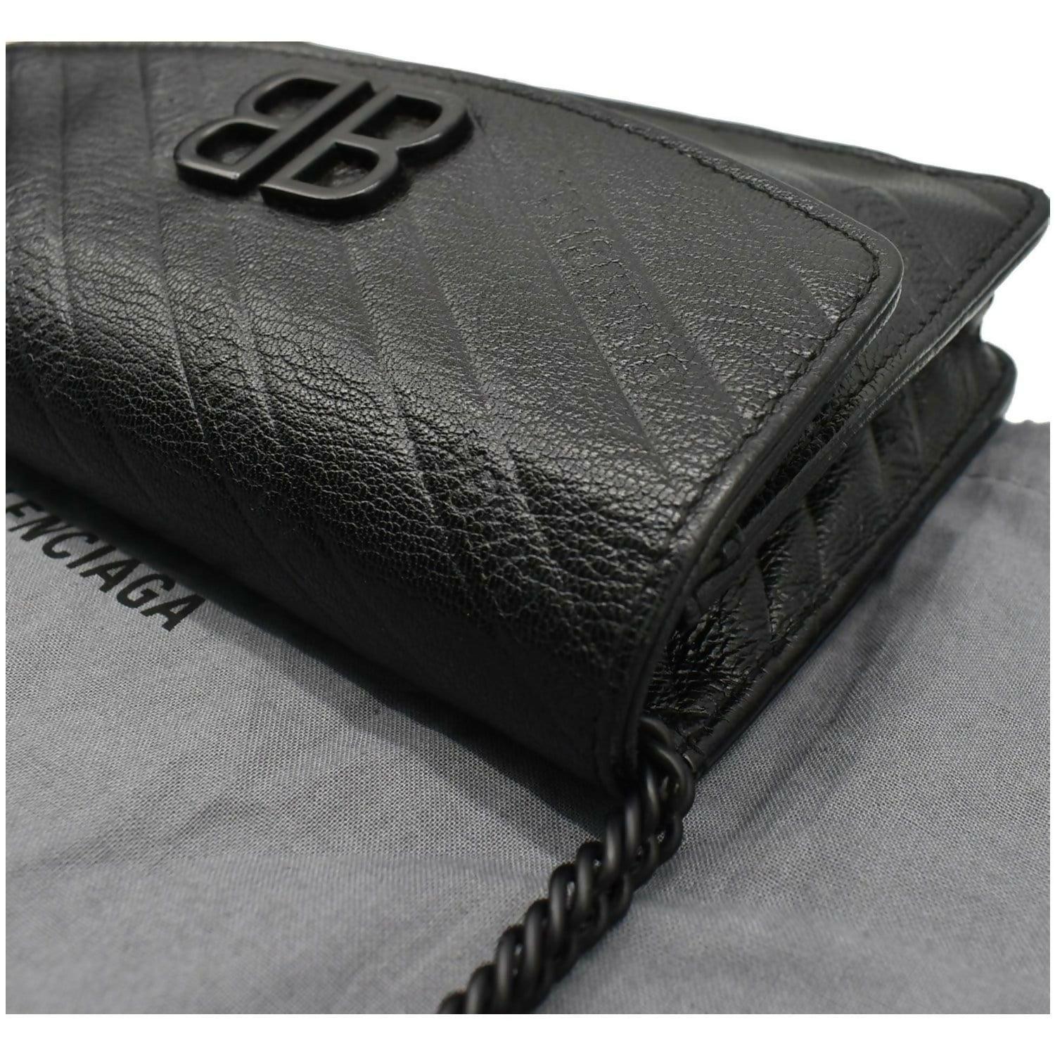 Shiny Goatskin Logo Embossed Monochrome BB Chain Wallet Black - Endless - UAE Rental and Resale for Women's Fashion
