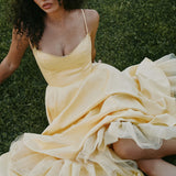 Mademoiselle Sunshine Satin Tulle Midi Dress
