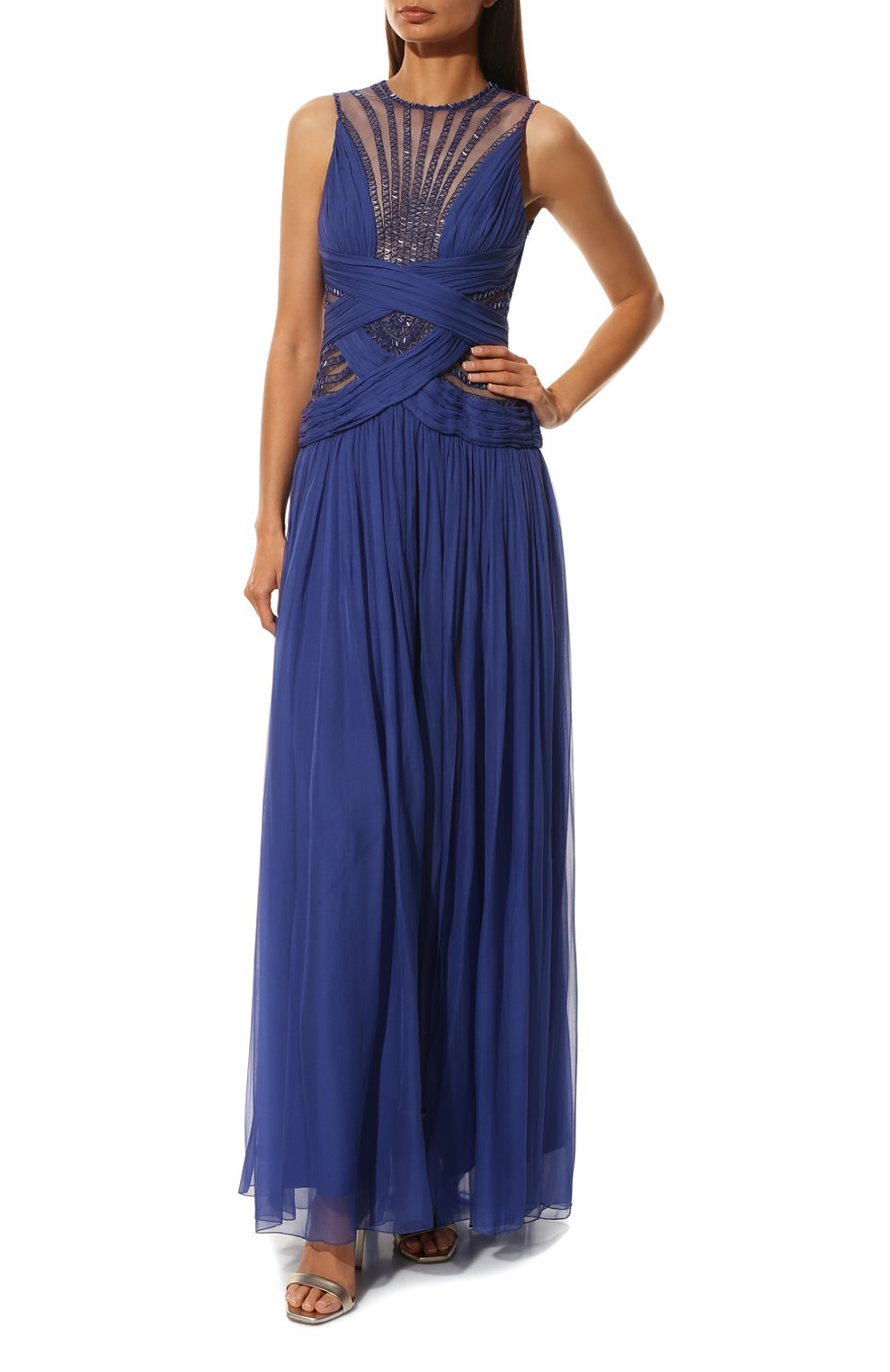 Silk Maxi Dress with Decorative Trim - Endless - UAE Rental and Resale for Women's Fashion