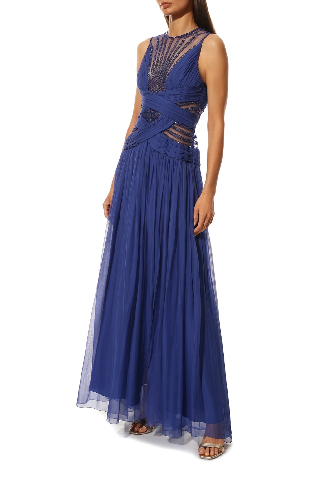 Silk Maxi Dress with Decorative Trim - Endless - UAE Rental and Resale for Women's Fashion