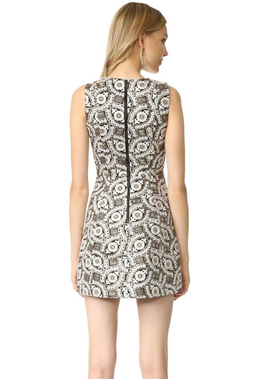Sleeveless Gold White Embroidered Mini Dress - Endless - UAE Rental and Resale for Women's Fashion