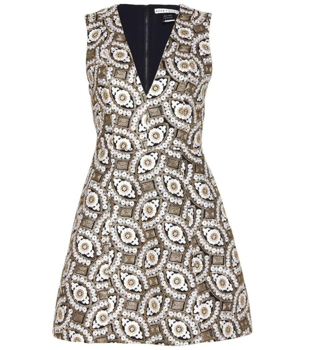 Sleeveless Gold White Embroidered Mini Dress - Endless - UAE Rental and Resale for Women's Fashion