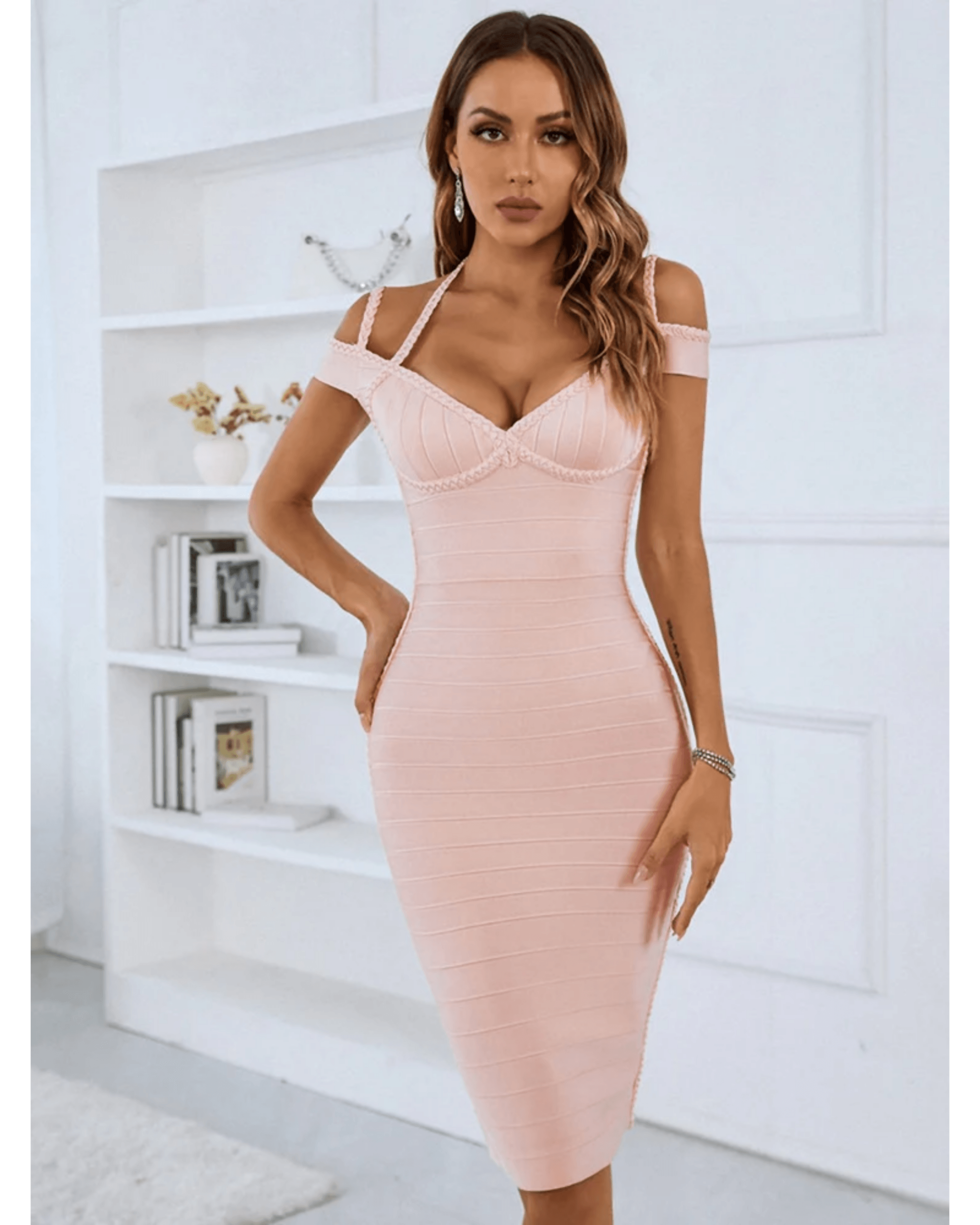 Sleeveless V-neck Bandage Dress - Endless - UAE Rental and Resale for Women's Fashion