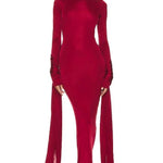 Slinky Jersey Sarong Maxi Dress in Samba Red - Endless - UAE Rental and Resale for Women's Fashion