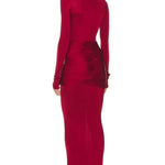 Slinky Jersey Sarong Maxi Dress in Samba Red - Endless - UAE Rental and Resale for Women's Fashion