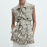 Snakeskin Print Leather Waistcoat - Endless - UAE Rental and Resale for Women's Fashion