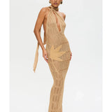 Soleil Halter Knitted Maxi Dress - Endless - UAE Rental and Resale for Women's Fashion