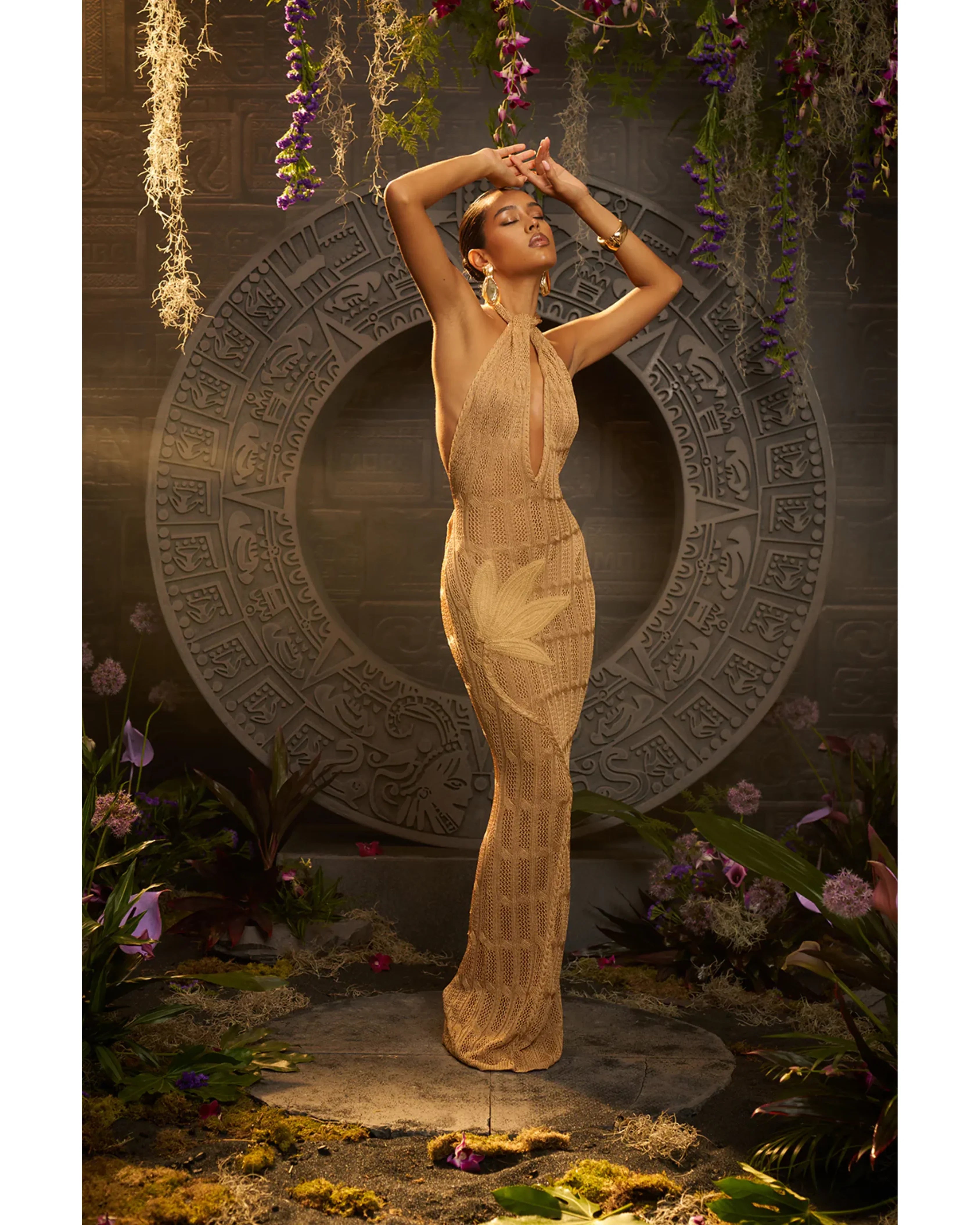 Soleil Halter Knitted Maxi Dress - Endless - UAE Rental and Resale for Women's Fashion