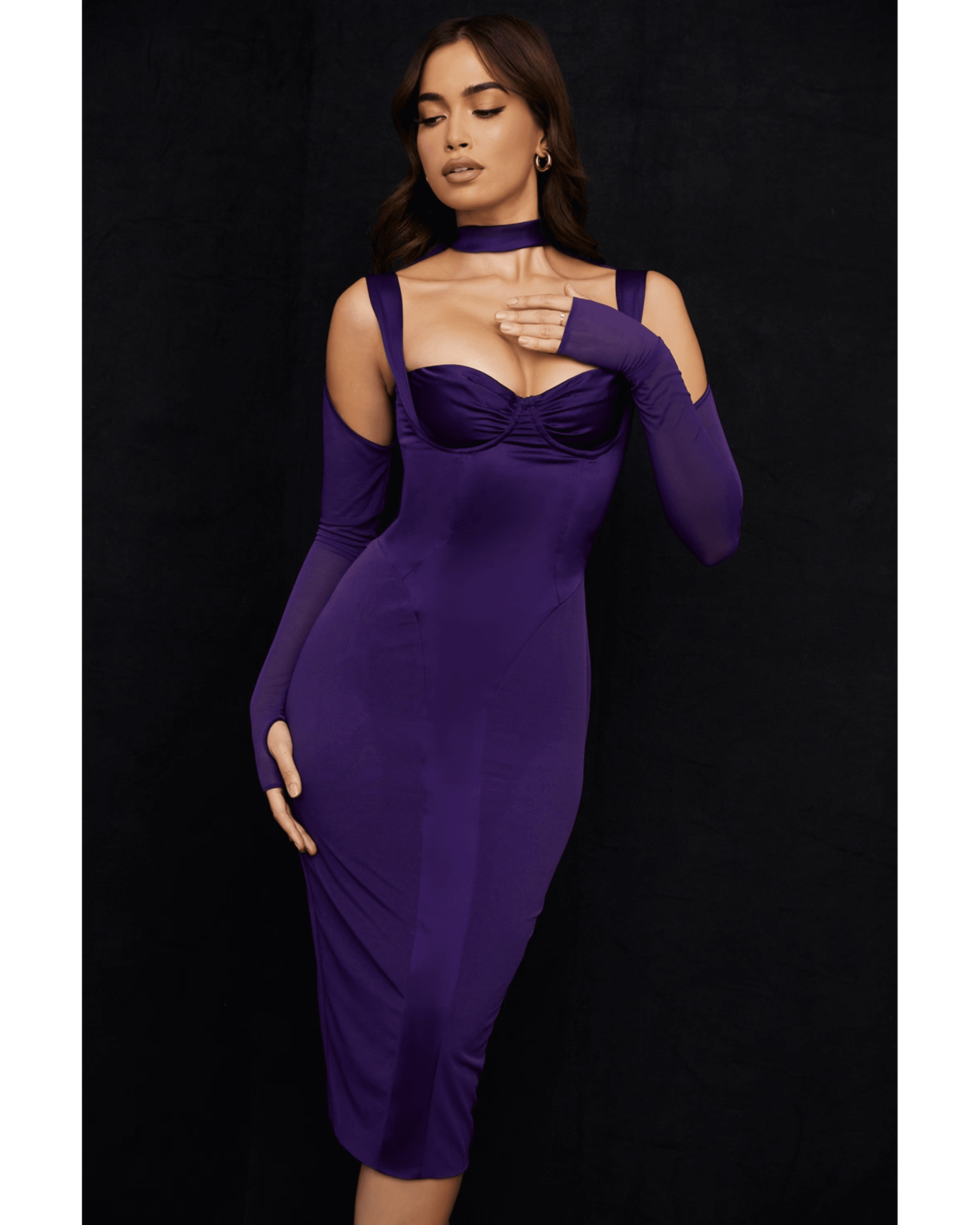 Talika Grape Corset Midi Dress - Endless - UAE Rental and Resale for Women's Fashion