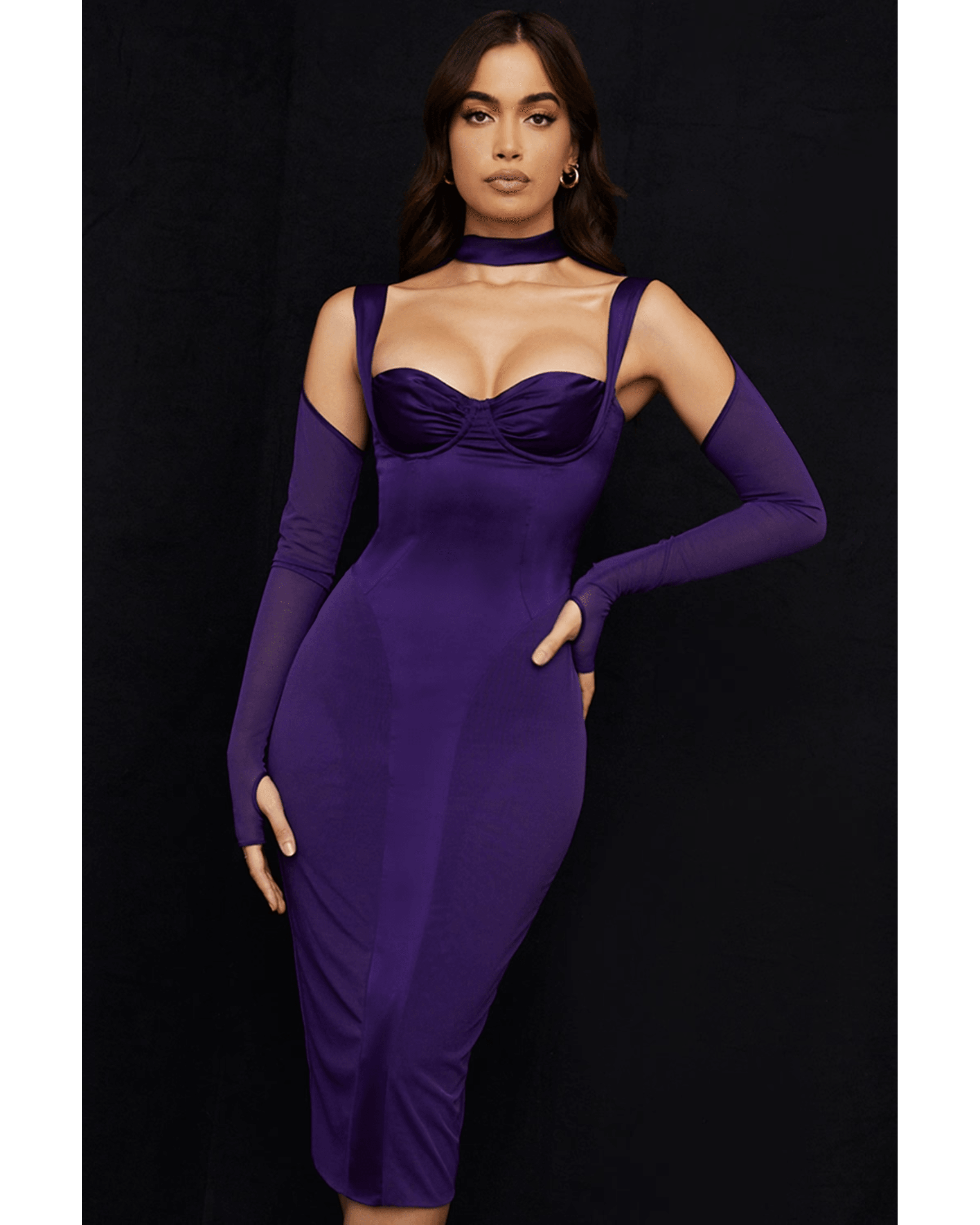 Talika Grape Corset Midi Dress - Endless - UAE Rental and Resale for Women's Fashion