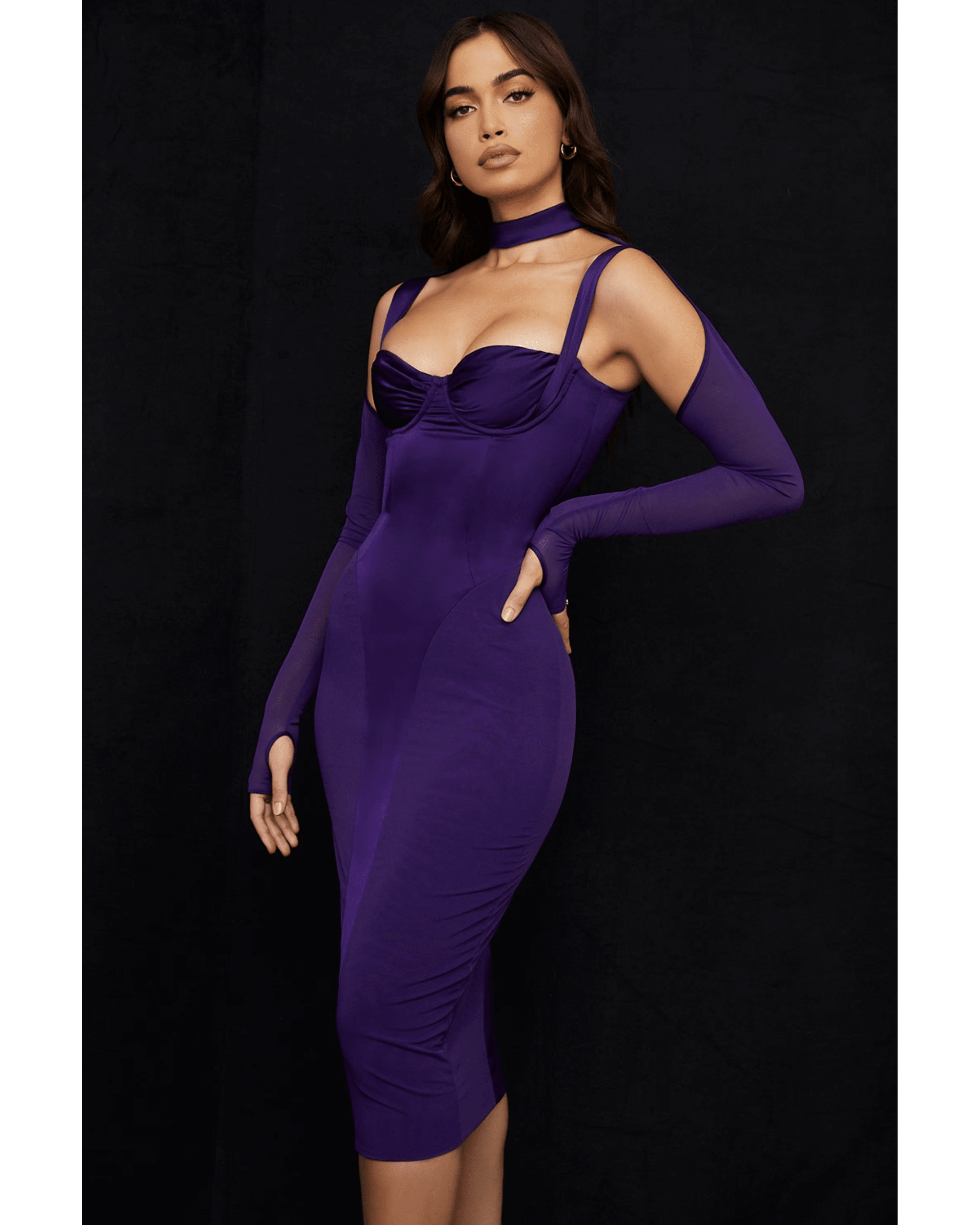 Talika Grape Corset Midi Dress - Endless - UAE Rental and Resale for Women's Fashion