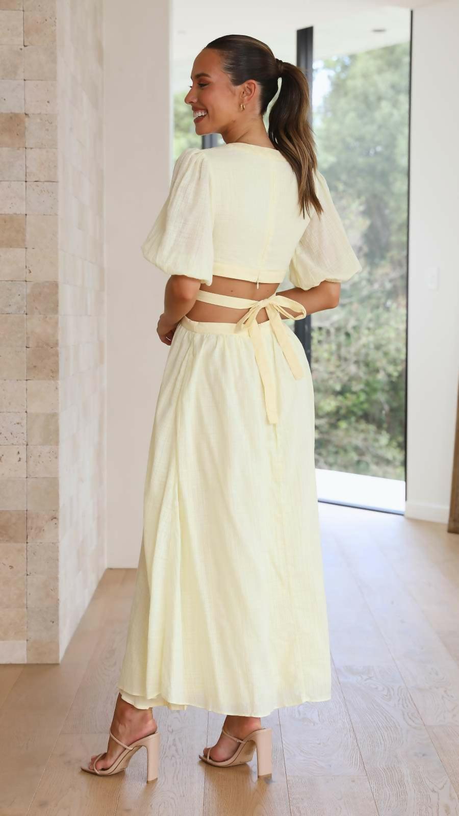 Temika Yellow Midi Dress - Endless - UAE Rental and Resale for Women's Fashion