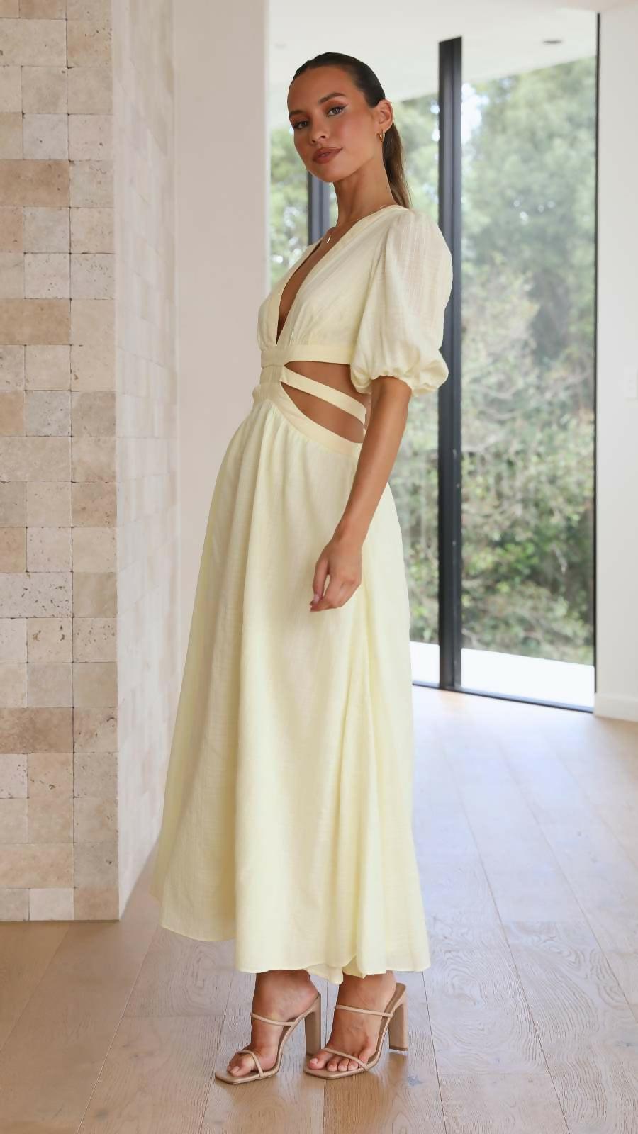 Temika Yellow Midi Dress - Endless - UAE Rental and Resale for Women's Fashion