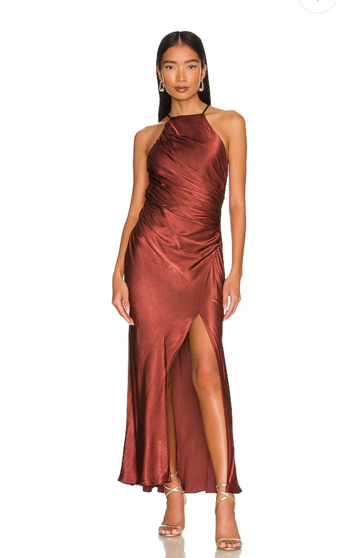 Thalia Gathered Square Neck Bias Midi Dress - Endless - UAE Rental and Resale for Women's Fashion