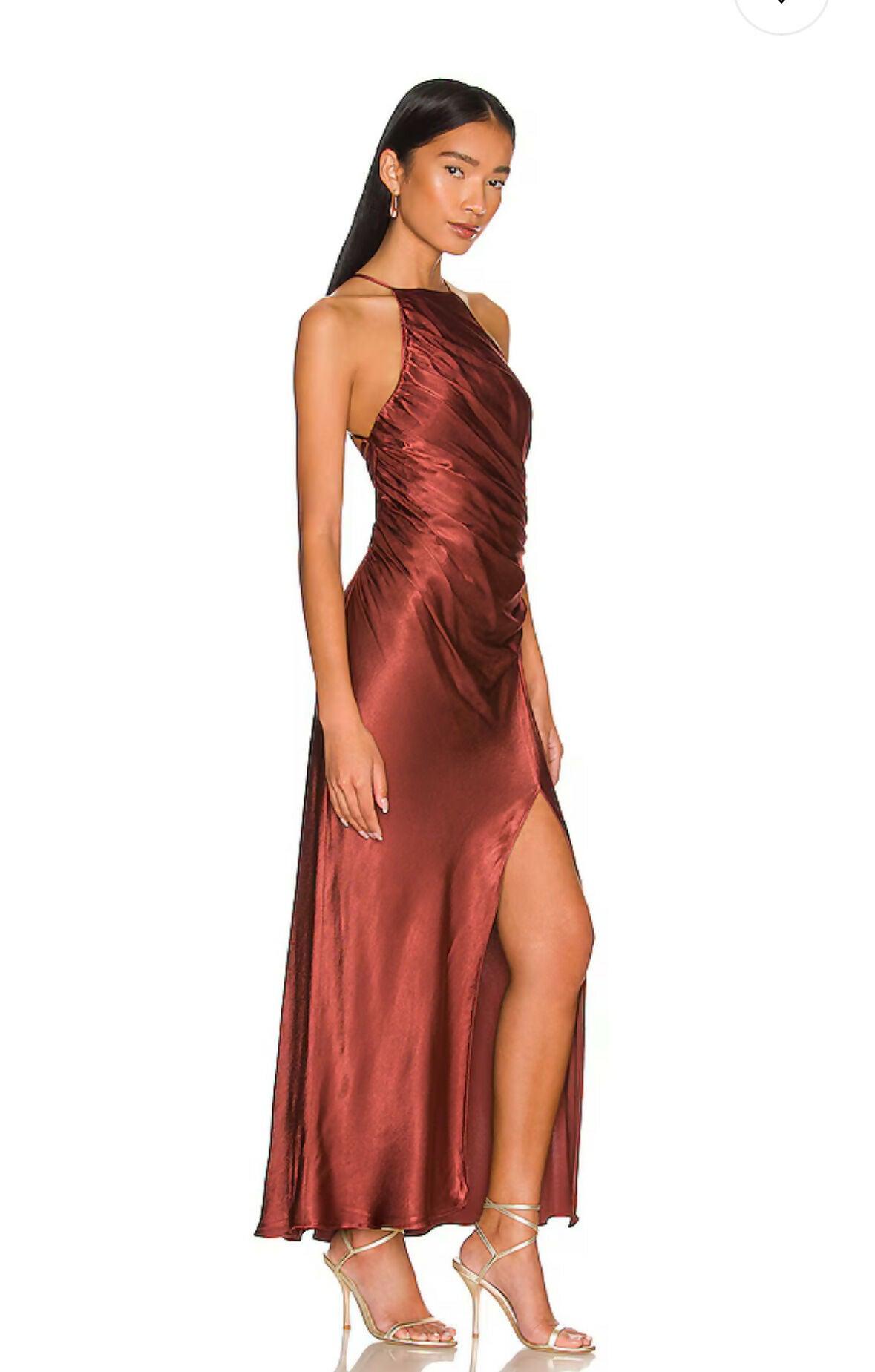 Thalia Gathered Square Neck Bias Midi Dress - Endless - UAE Rental and Resale for Women's Fashion