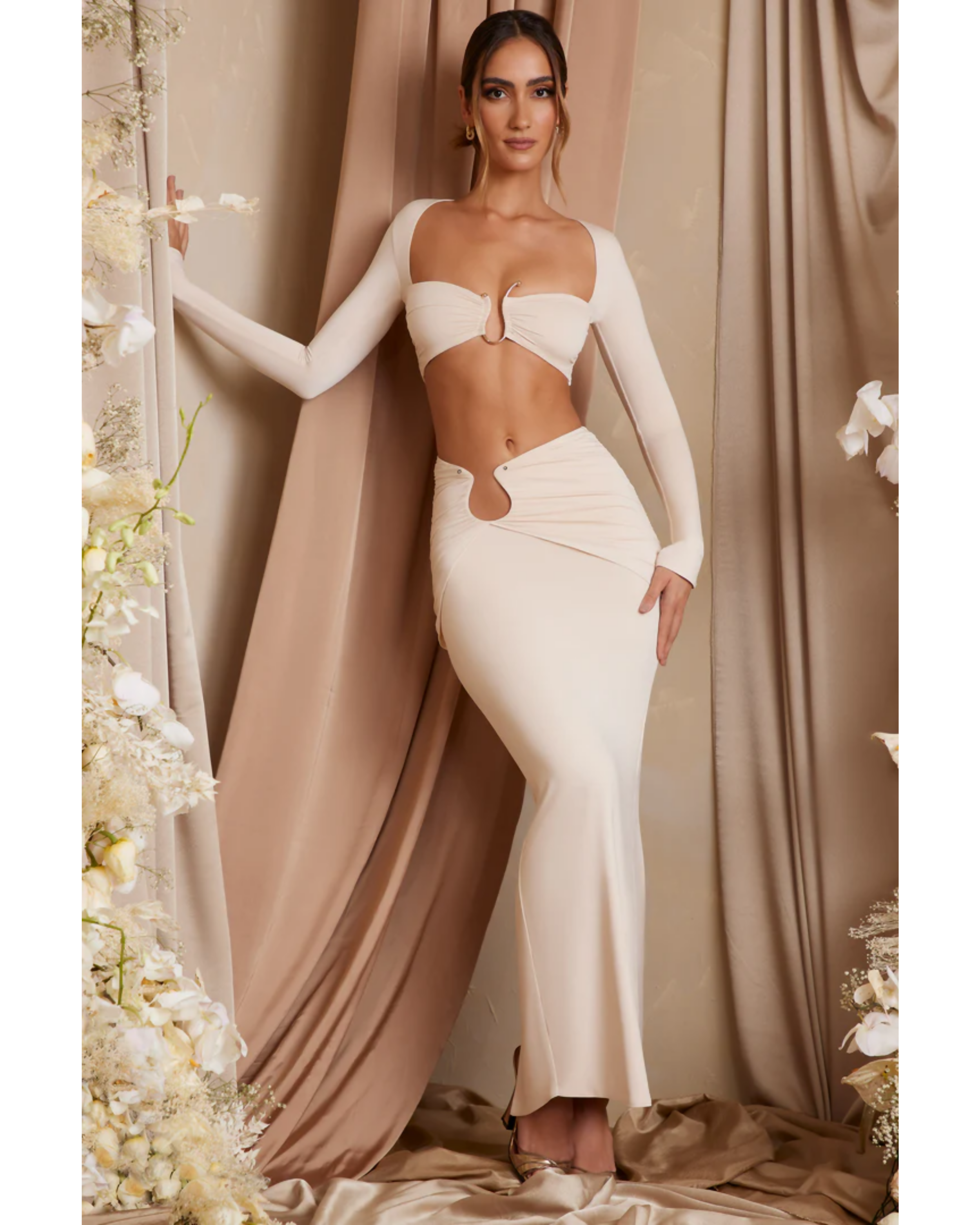 Tiani Asymmetric Draped Maxi Skirt - Endless - UAE Rental and Resale for Women's Fashion