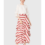 Tiered Stripe Maxi Skirt - Endless - UAE Rental and Resale for Women's Fashion