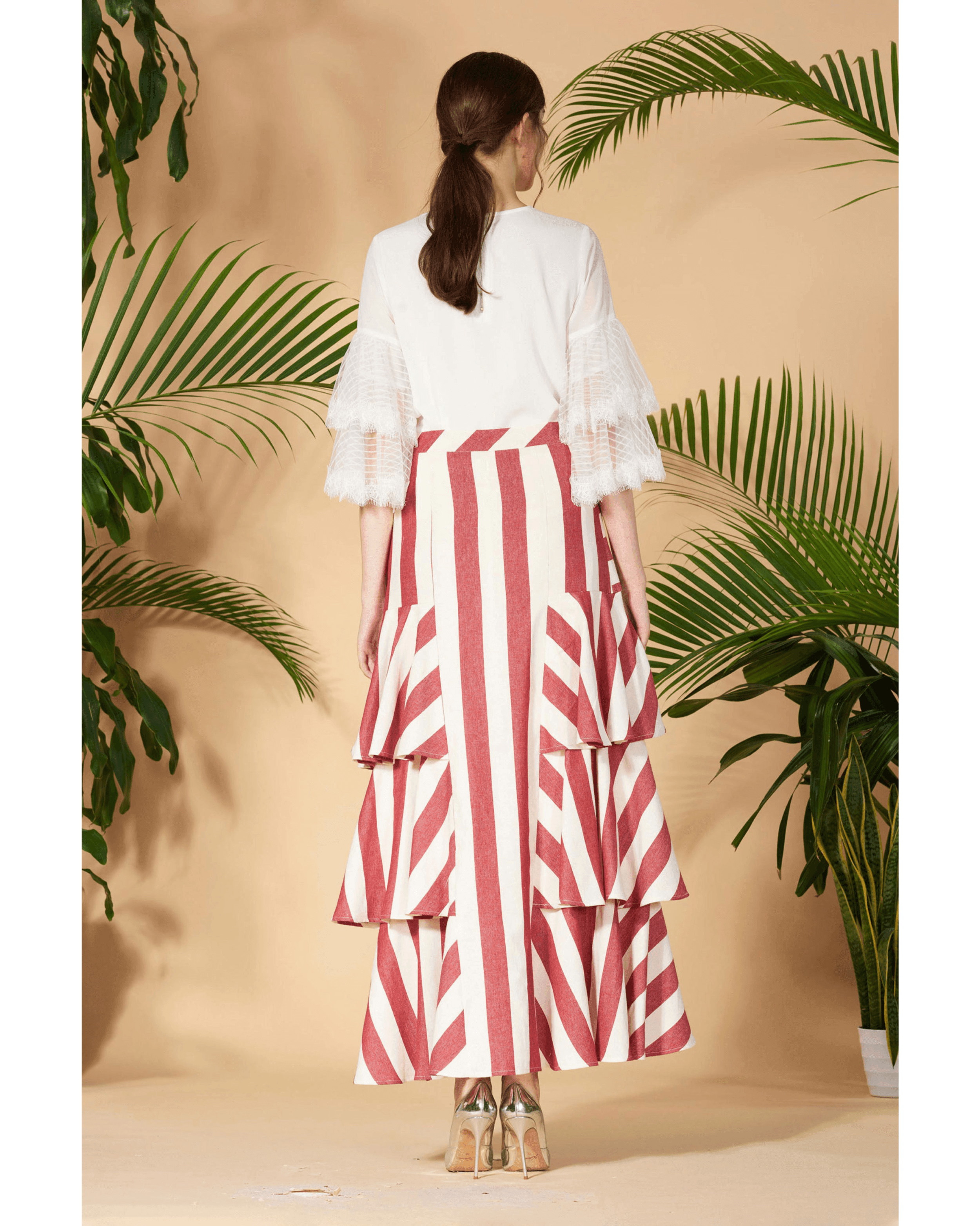 Tiered Stripe Maxi Skirt - Endless - UAE Rental and Resale for Women's Fashion