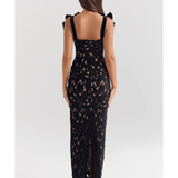 Tiff Black Velvet Lace Maxi Dress - Endless - UAE Rental and Resale for Women's Fashion
