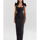 Tiff Black Velvet Lace Maxi Dress - Endless - UAE Rental and Resale for Women's Fashion