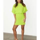 Tilly gold fleck plisse mini dress in lime - Endless - UAE Rental and Resale for Women's Fashion