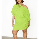 Tilly gold fleck plisse mini dress in lime - Endless - UAE Rental and Resale for Women's Fashion