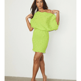 Tilly gold fleck plisse mini dress in lime - Endless - UAE Rental and Resale for Women's Fashion