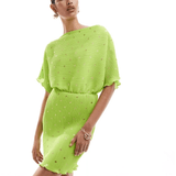 Tilly gold fleck plisse mini dress in lime - Endless - UAE Rental and Resale for Women's Fashion