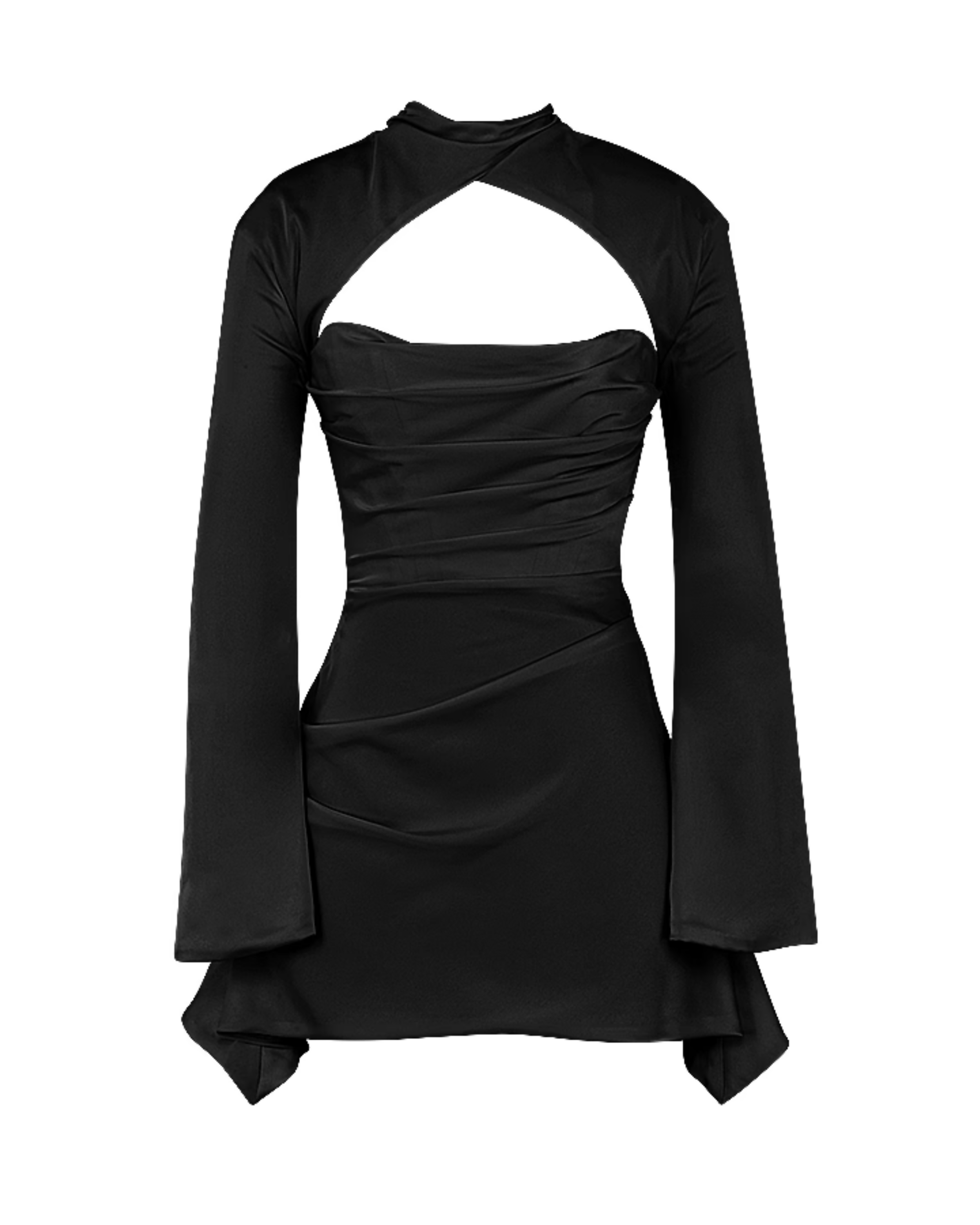 Toira Black Draped Corset Dress - Endless - UAE Rental and Resale for Women's Fashion