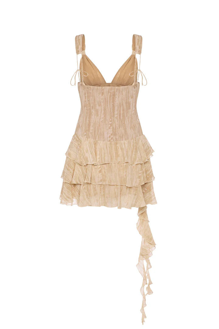 Toren Lace-Up Ruffled Tiered Mini Dress - Endless - UAE Rental and Resale for Women's Fashion
