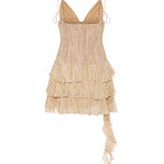 Toren Lace-Up Ruffled Tiered Mini Dress - Endless - UAE Rental and Resale for Women's Fashion
