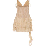 Toren Lace-Up Ruffled Tiered Mini Dress - Endless - UAE Rental and Resale for Women's Fashion