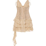 Toren Lace-Up Ruffled Tiered Mini Dress - Endless - UAE Rental and Resale for Women's Fashion