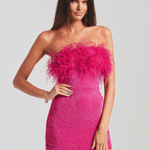 Torin Sequin Feather Dress in Hot Pink - Endless - UAE Rental and Resale for Women's Fashion