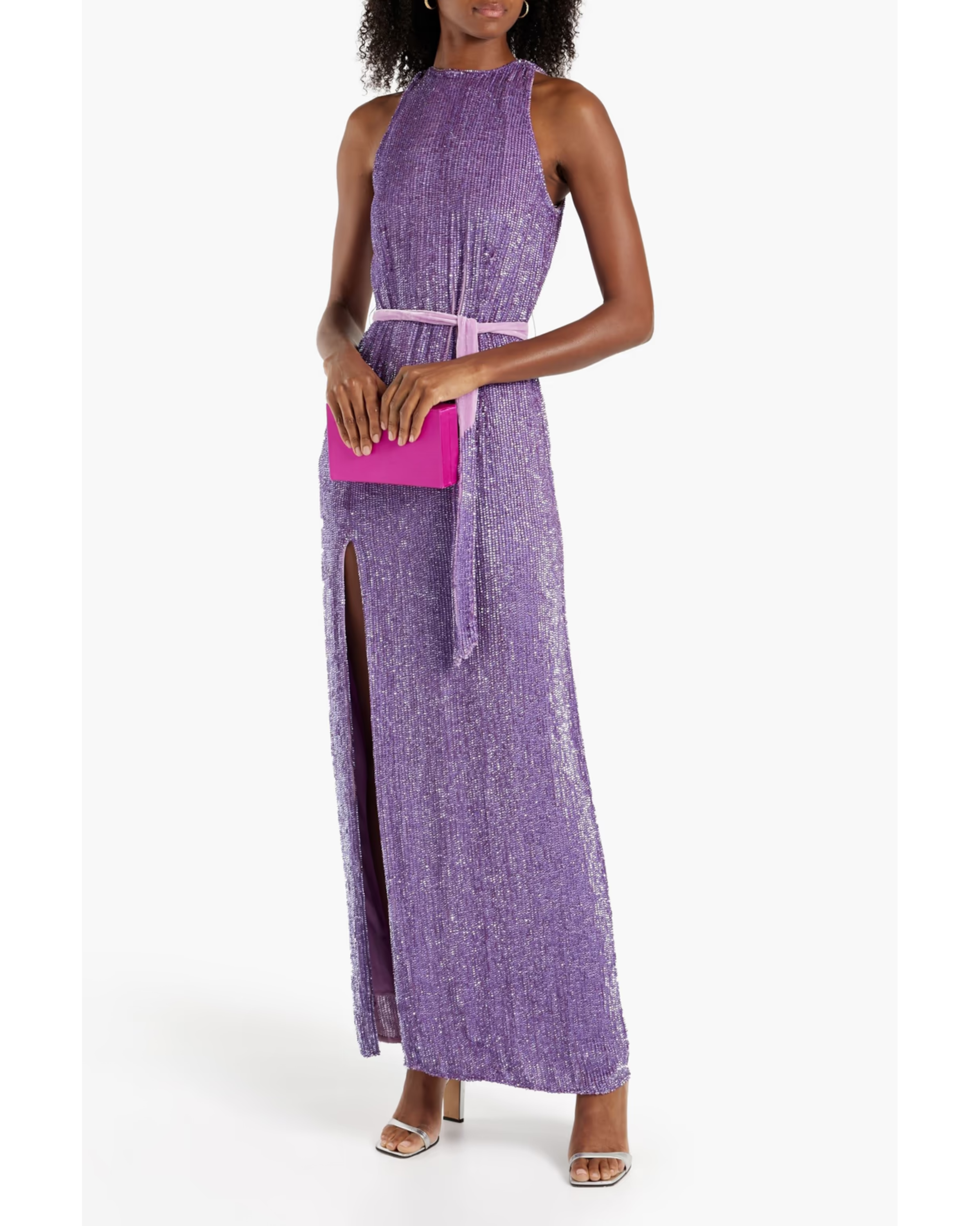 Tzilly Belted Sequined Chiffon Maxi Dress - Endless - UAE Rental and Resale for Women's Fashion