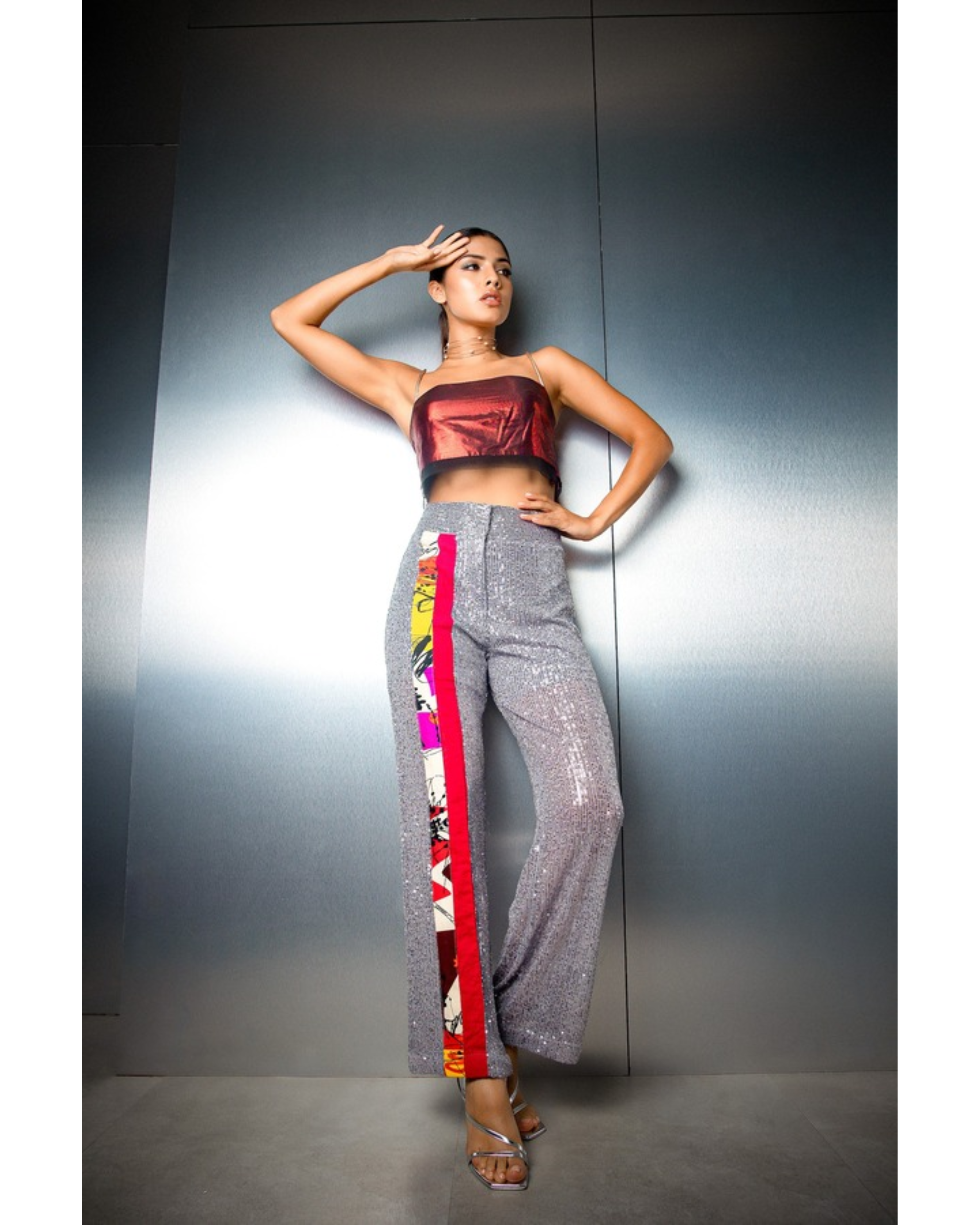 Ubicko Stripped Sequin Pants - Endless - UAE Rental and Resale for Women's Fashion